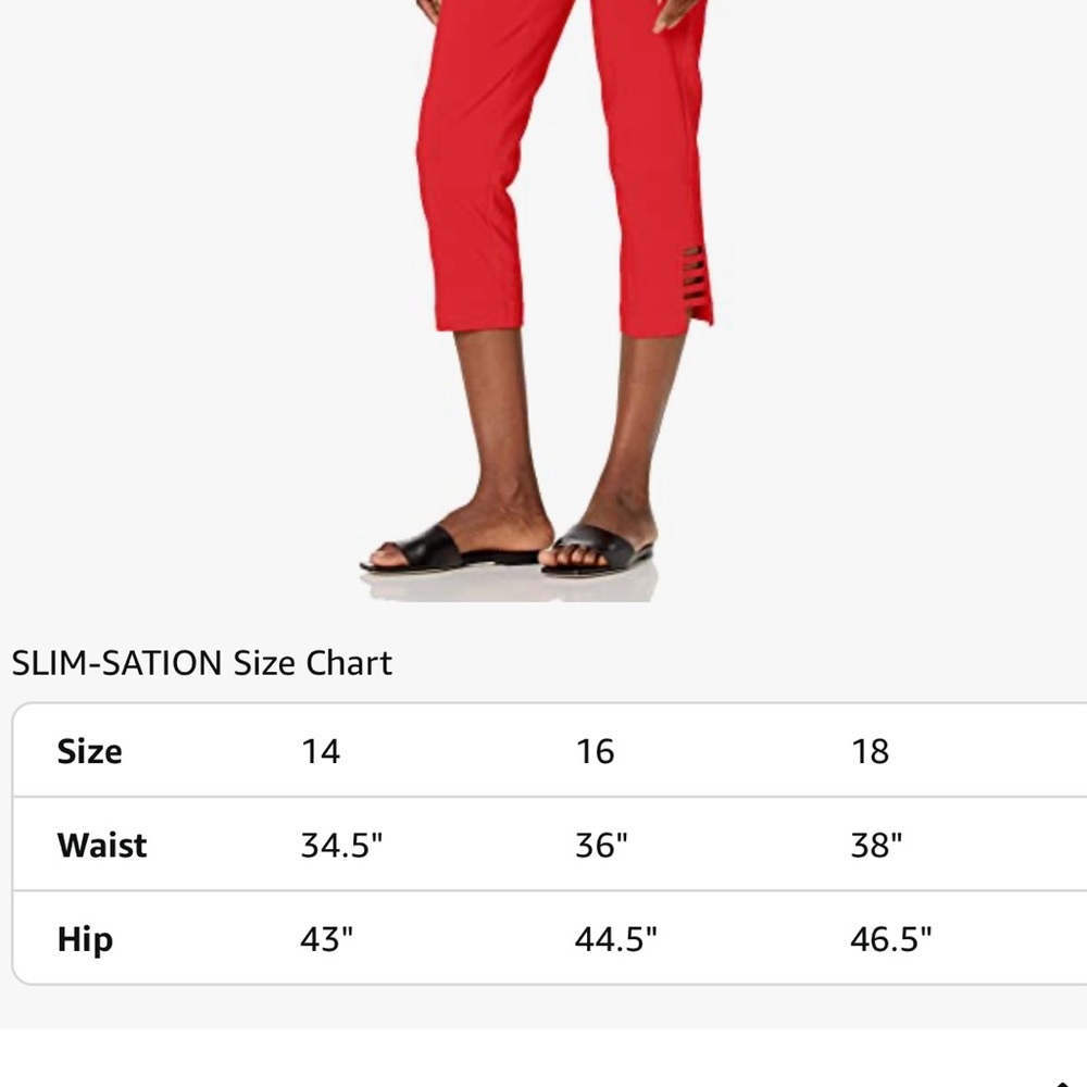 Nwt Slim-satin by Multipuled red Capri pants size 14w - Picture 12 of 12